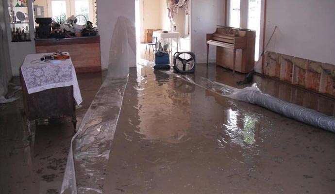 water damage floor flooding