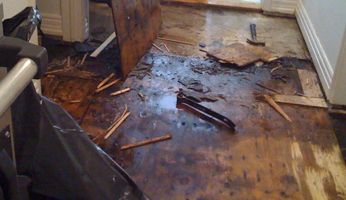 water damaged floor in Spokane